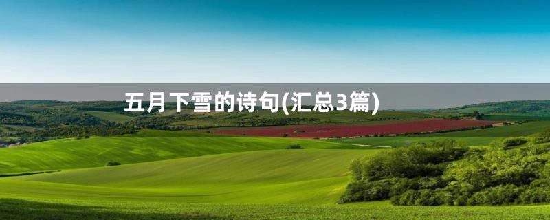 五月下雪的诗句(汇总3篇)