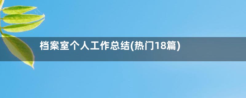 档案室个人工作总结(热门18篇)