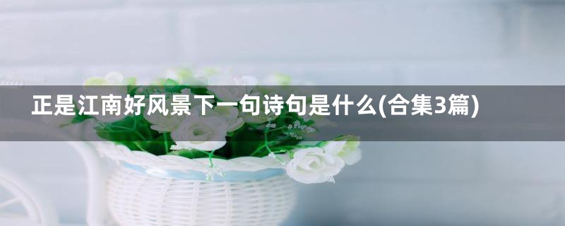 正是江南好风景下一句诗句是什么(合集3篇)