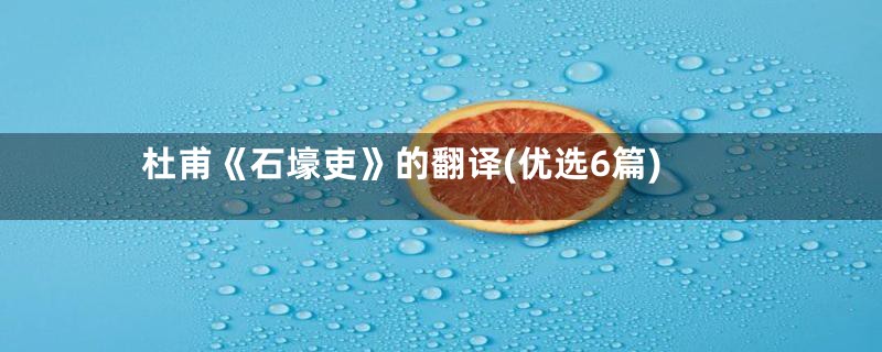 杜甫《石壕吏》的翻译(优选6篇)