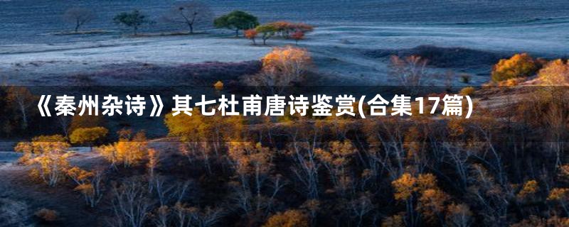 《秦州杂诗》其七杜甫唐诗鉴赏(合集17篇)