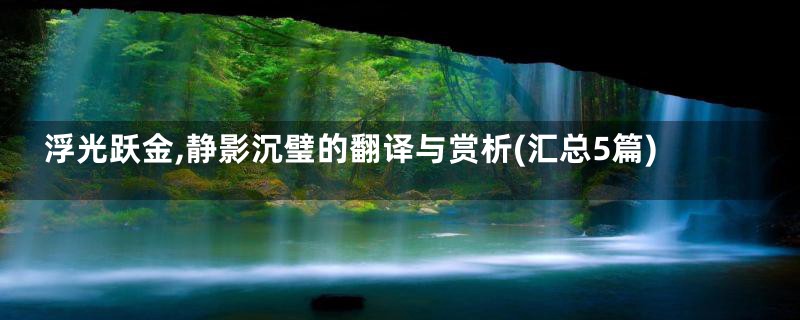 浮光跃金,静影沉璧的翻译与赏析(汇总5篇)