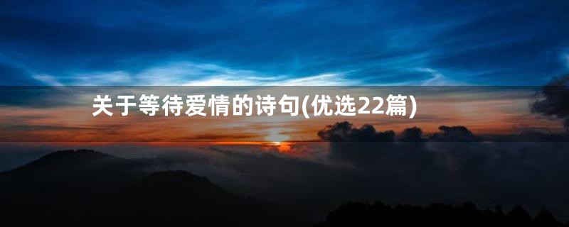关于等待爱情的诗句(优选22篇)