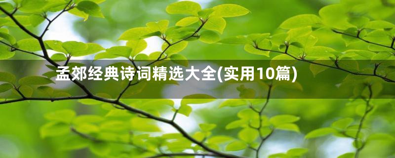 孟郊经典诗词精选大全(实用10篇)