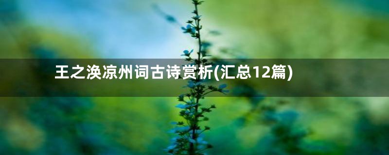 王之涣凉州词古诗赏析(汇总12篇)