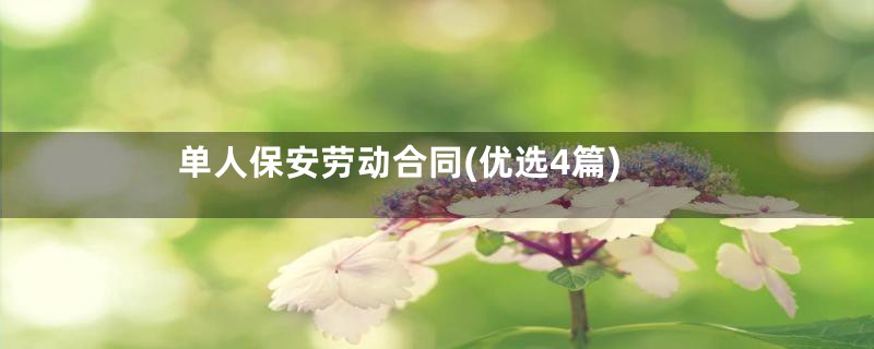 单人保安劳动合同(优选4篇)