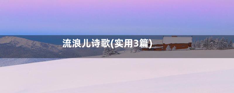 流浪儿诗歌(实用3篇)