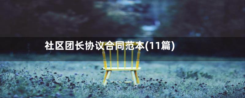 社区团长协议合同范本(11篇)