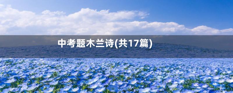 中考题木兰诗(共17篇)