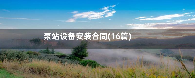 泵站设备安装合同(16篇)