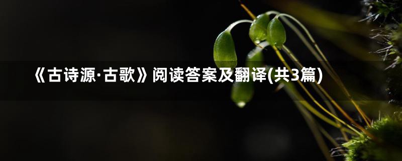 《古诗源·古歌》阅读答案及翻译(共3篇)