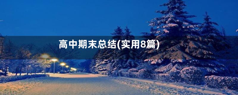 高中期末总结(实用8篇)