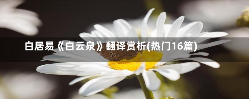 白居易《白云泉》翻译赏析(热门16篇)