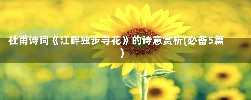 杜甫诗词《江畔独步寻花》的诗意赏析(必备5篇)
