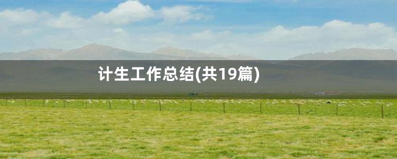 计生工作总结(共19篇)