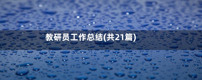 教研员工作总结(共21篇)