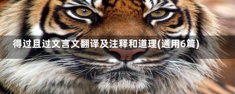 得过且过文言文翻译及注释和道理(通用6篇)