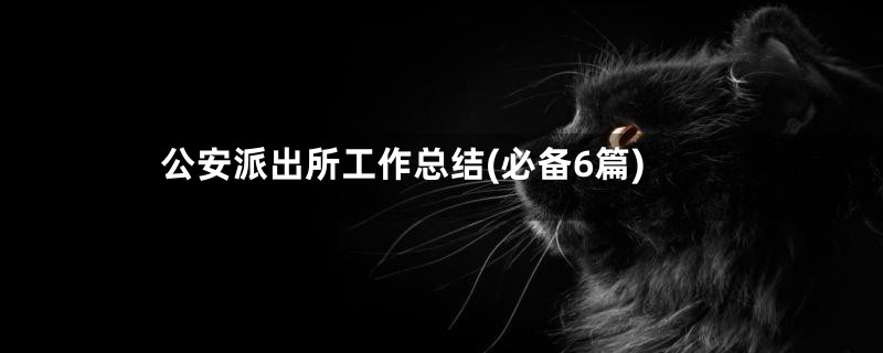 公安派出所工作总结(必备6篇)