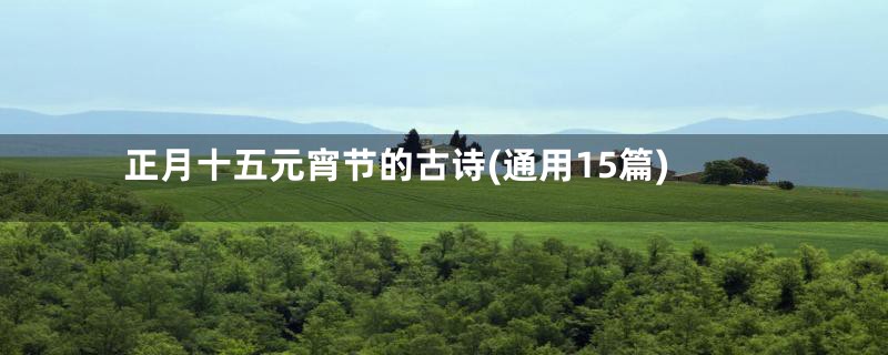 正月十五元宵节的古诗(通用15篇)