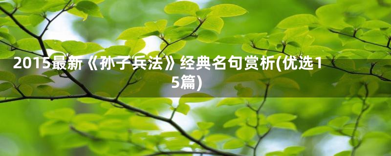 2015最新《孙子兵法》经典名句赏析(优选15篇)
