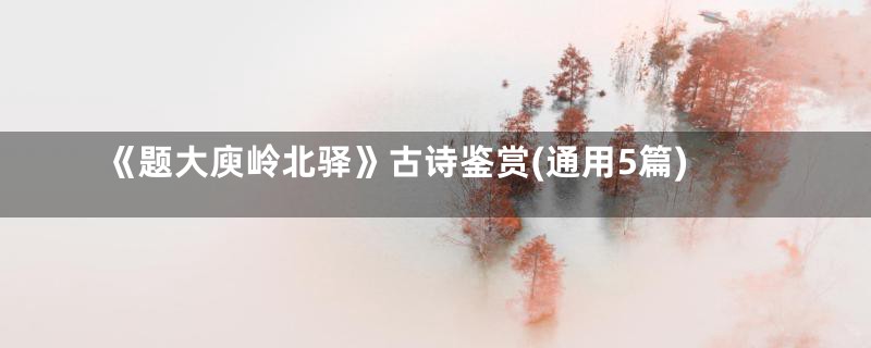 《题大庾岭北驿》古诗鉴赏(通用5篇)