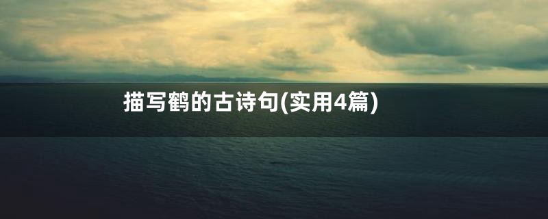 描写鹤的古诗句(实用4篇)