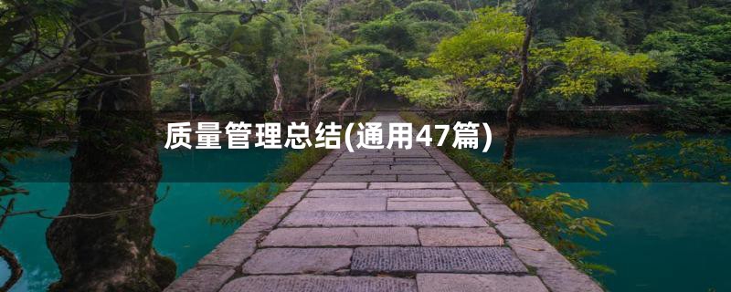 质量管理总结(通用47篇)