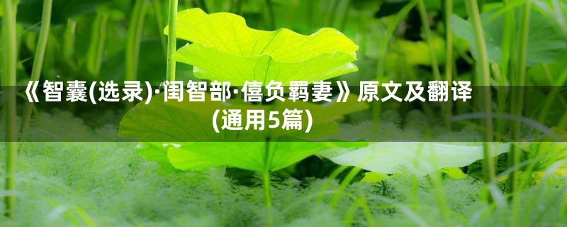 《智囊(选录)·闺智部·僖负羁妻》原文及翻译(通用5篇)