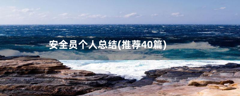 安全员个人总结(推荐40篇)