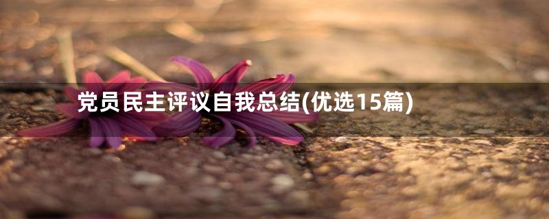 党员民主评议自我总结(优选15篇)