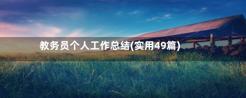 教务员个人工作总结(实用49篇)