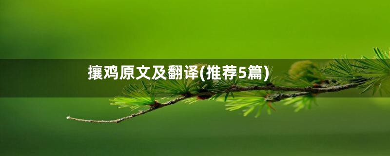 攘鸡原文及翻译(推荐5篇)